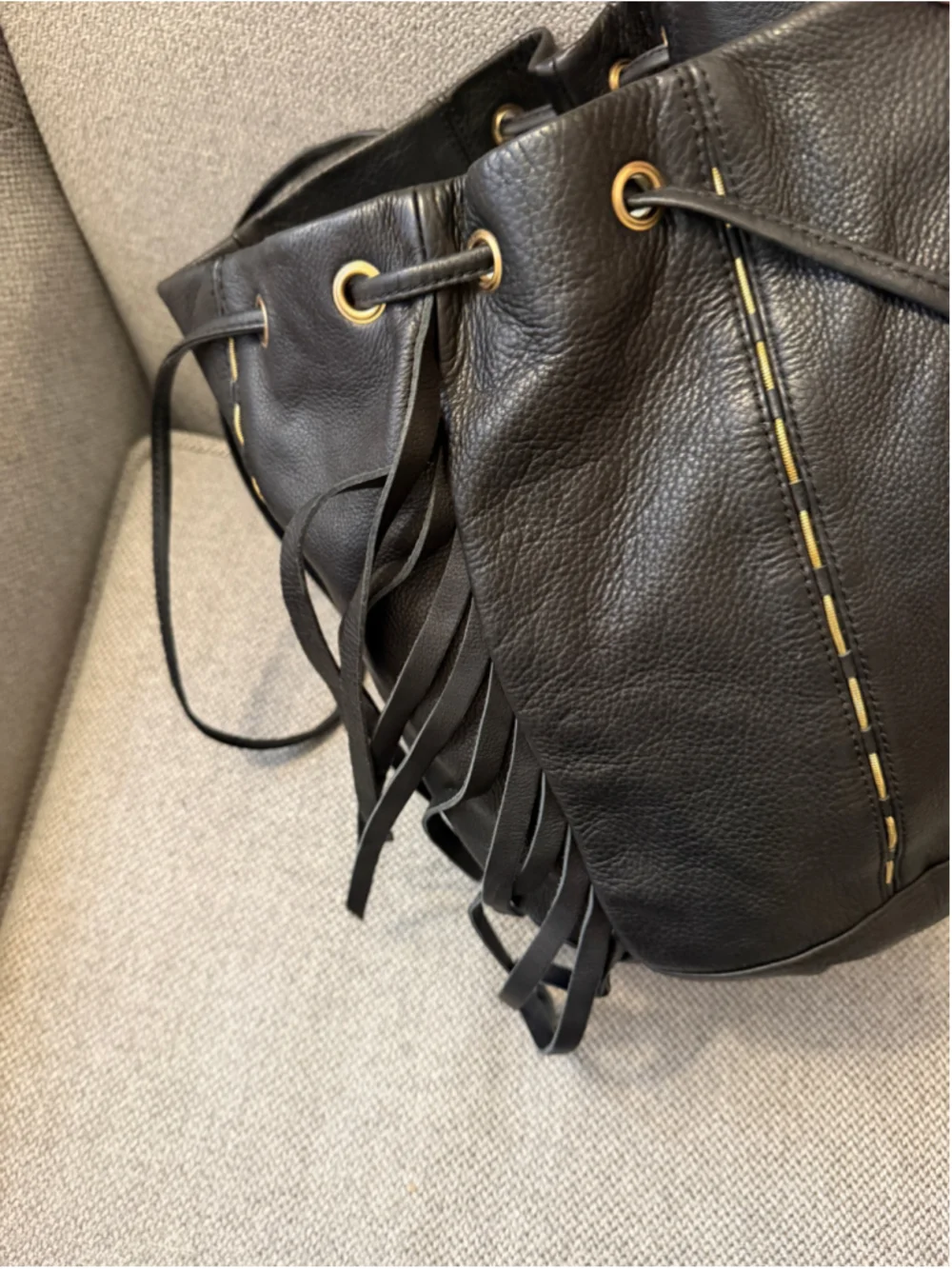 Women's Kelsi Dagger Black Leather Bucket Hobo Bag, One Size